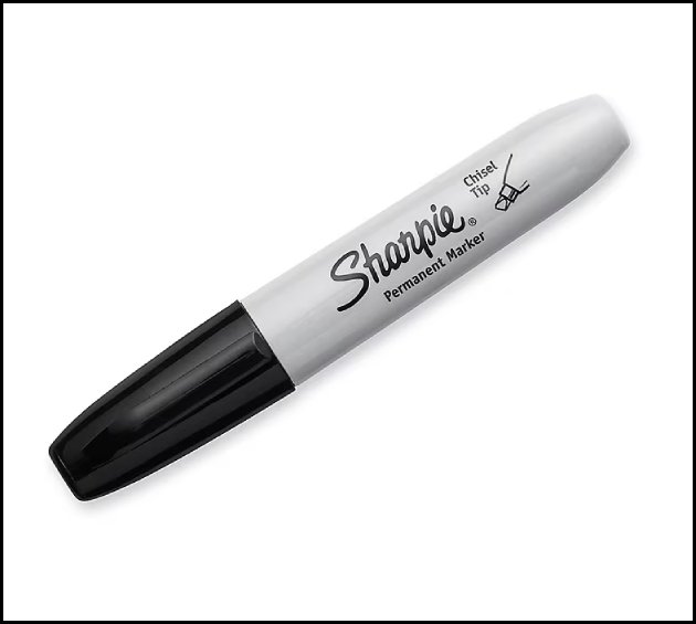 Permanent marker, black, chisel tip, 12-pack